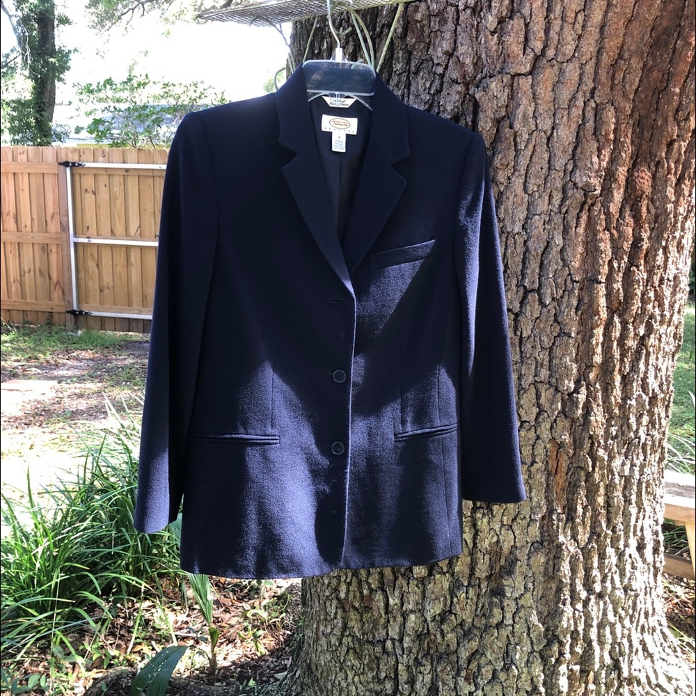 Talbots Navy Blue Italian Wool Blazer Petite sz 4